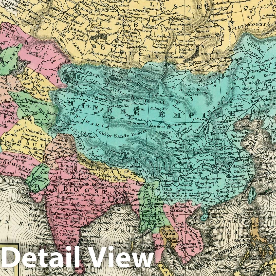 Asia, 1834 - Historical Map Print from Tanner's Universal Atlas