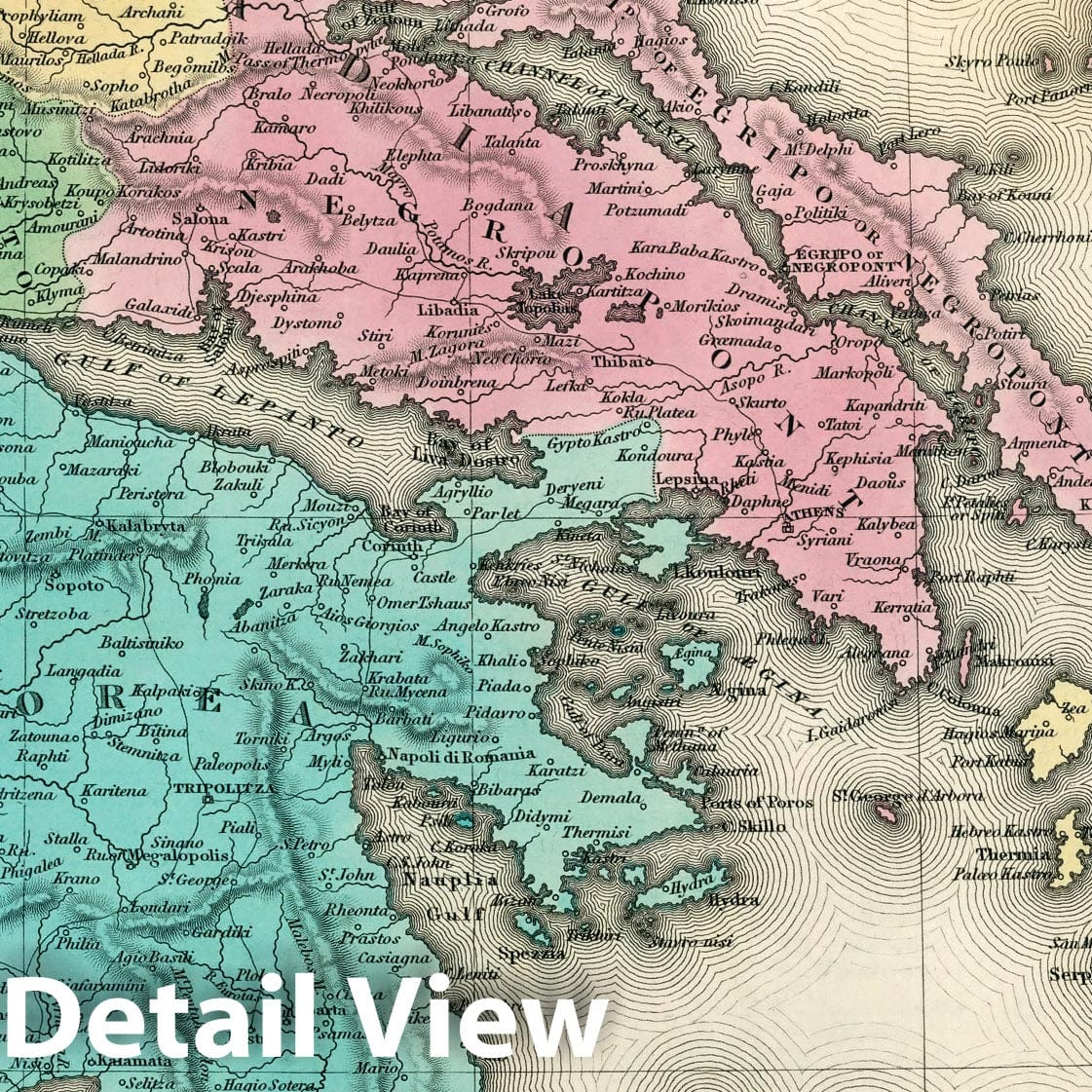Greece with inset Crete, 1834 - Historical Map Print