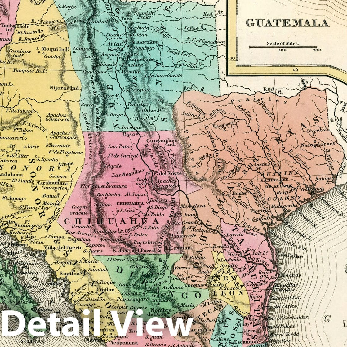 Mexico and Guatemala, 1834 - Historical Map Print