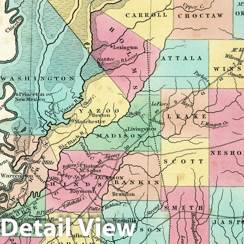 Historic Map : World Atlas Map, Mississippi. 1834 - Vintage Wall Art