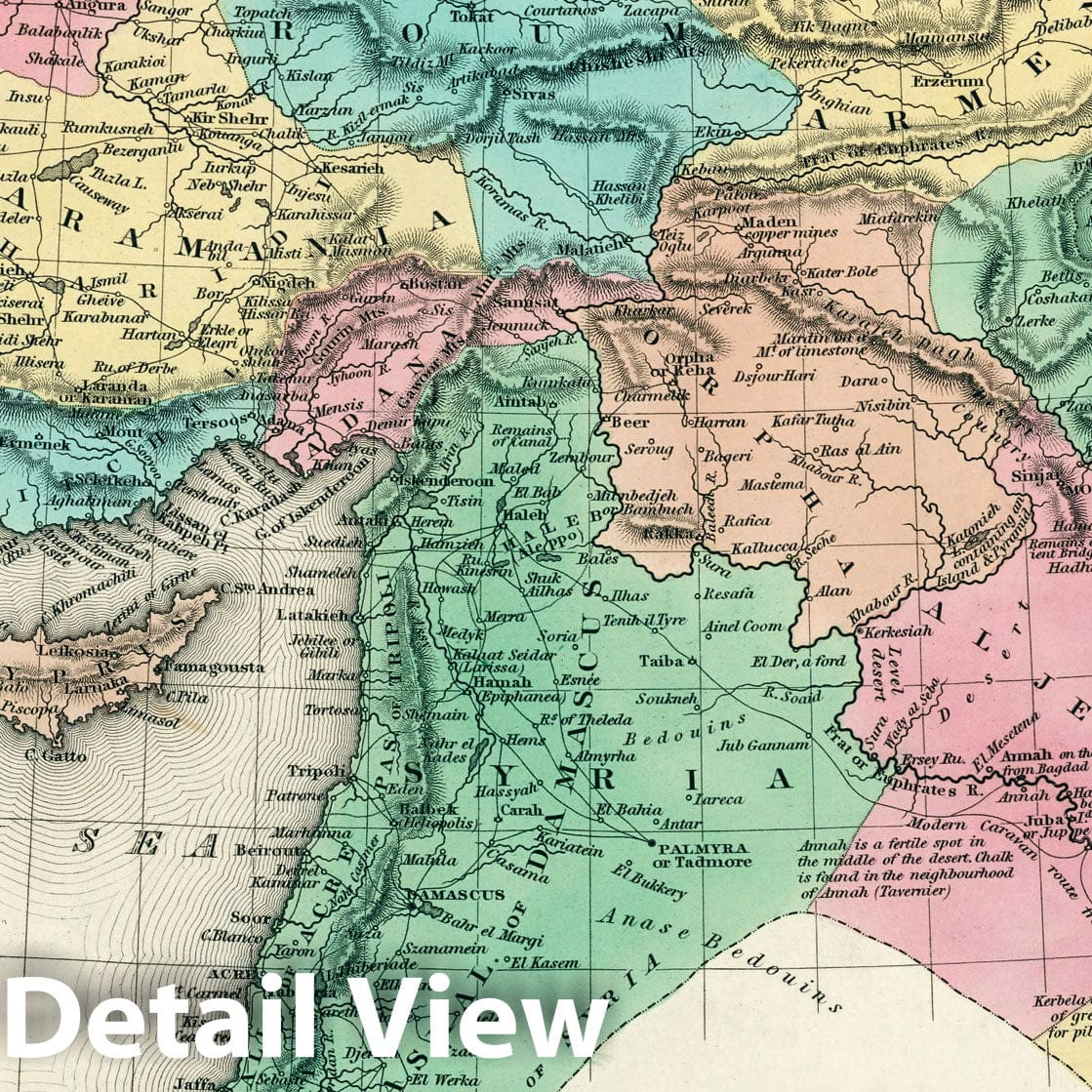 Turkey in Asia with Environs of Constantinople, 1834 - Historical Map Print