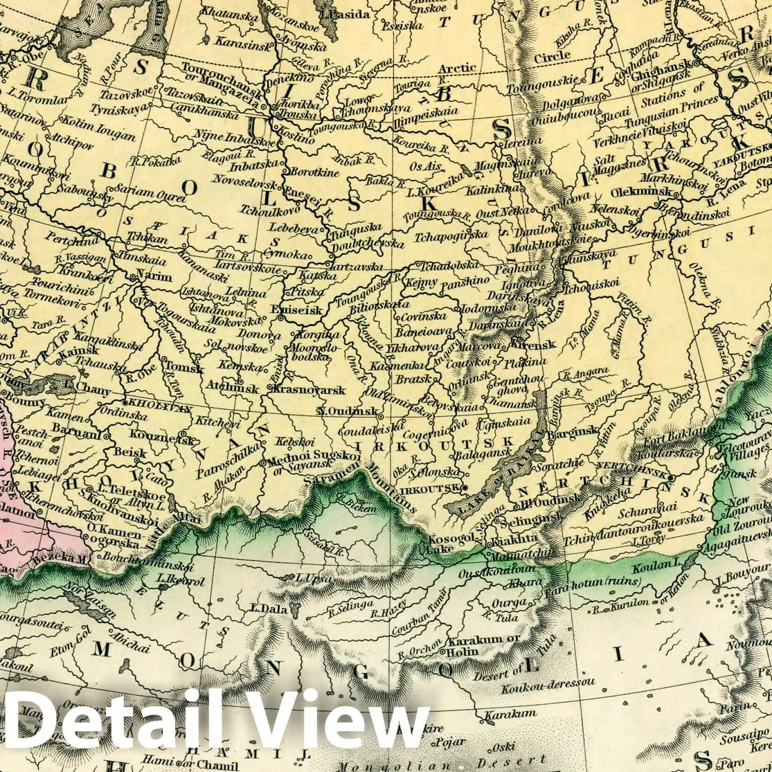 Russia in Asia, 1835 - Historical Map Print from Tanner's Universal Atlas