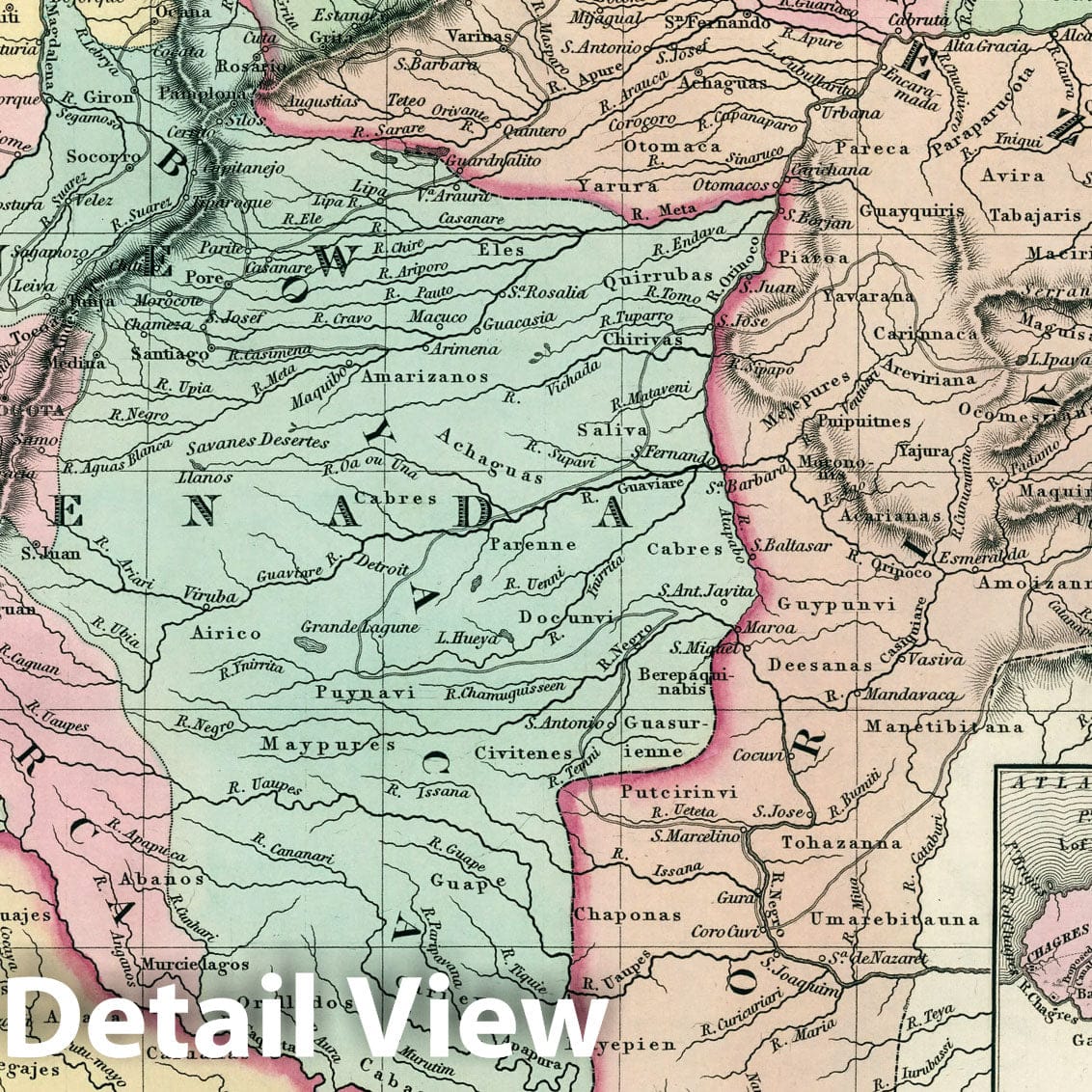 Venezuela, Colombia and Ecuador, 1835 - Historical Map Print