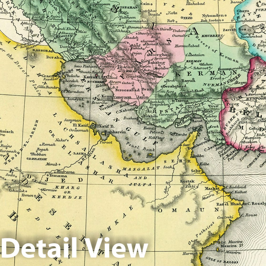 Persia and Arabia, 1835 - Historical Map Print from Tanner's Universal Atlas
