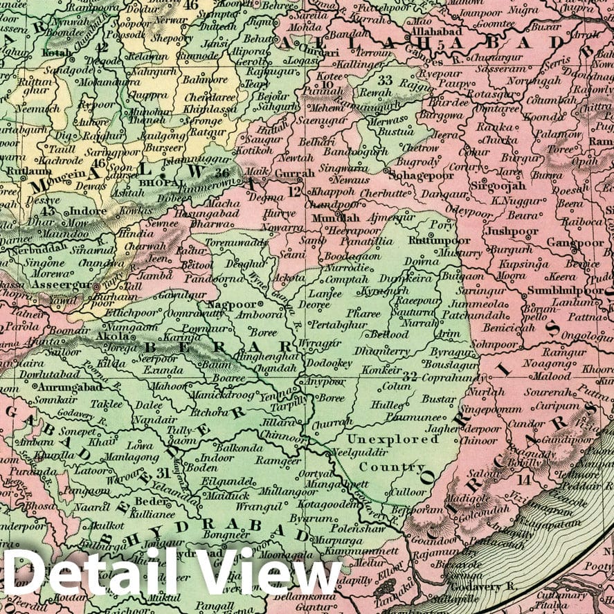 India, 1836 - Historical Map Print from Tanner's Universal Atlas