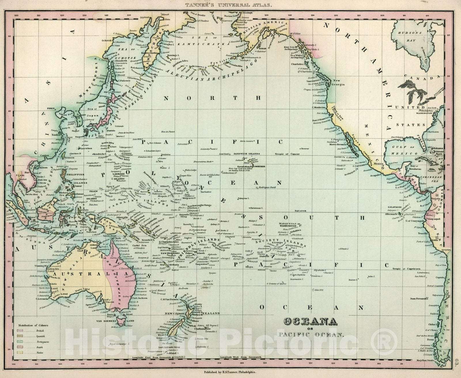 Historic Map : World Atlas Map, Oceana or Pacific Ocean. 1836 v2 ...