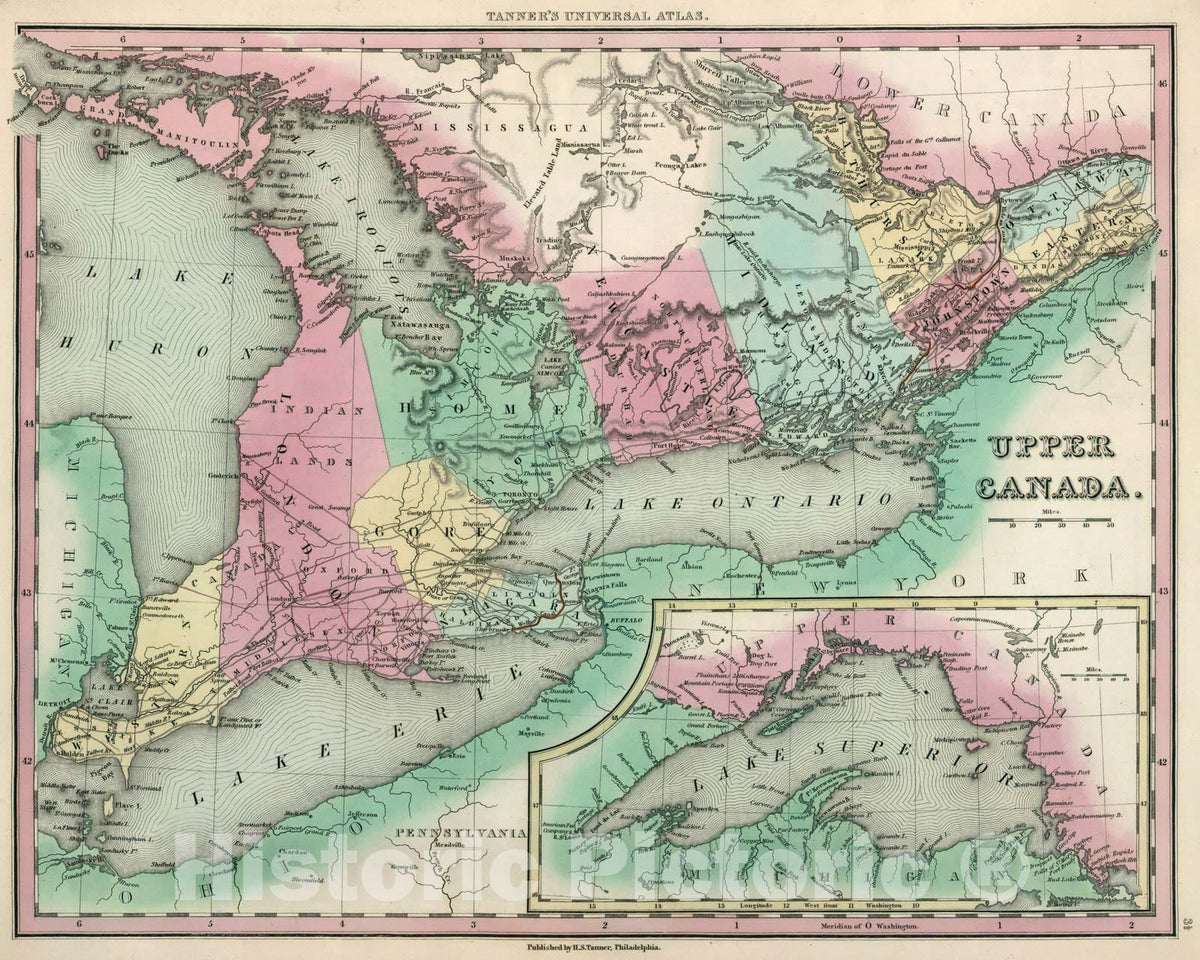 Historic Map : World Atlas Map, Upper Canada. 1836 v1