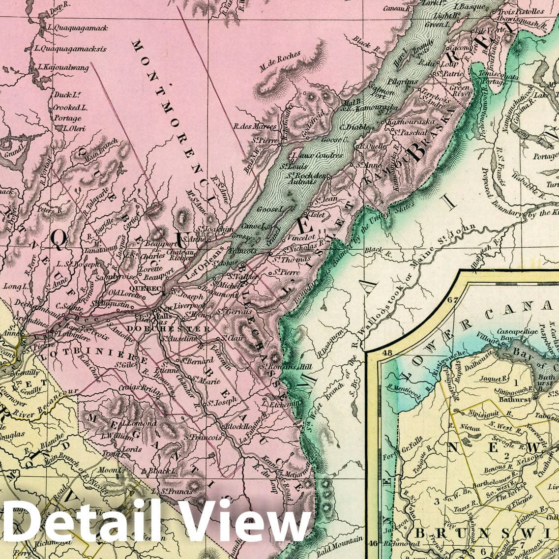Lower Canada, 1836 - Historical Map Print from Tanner's Universal Atlas