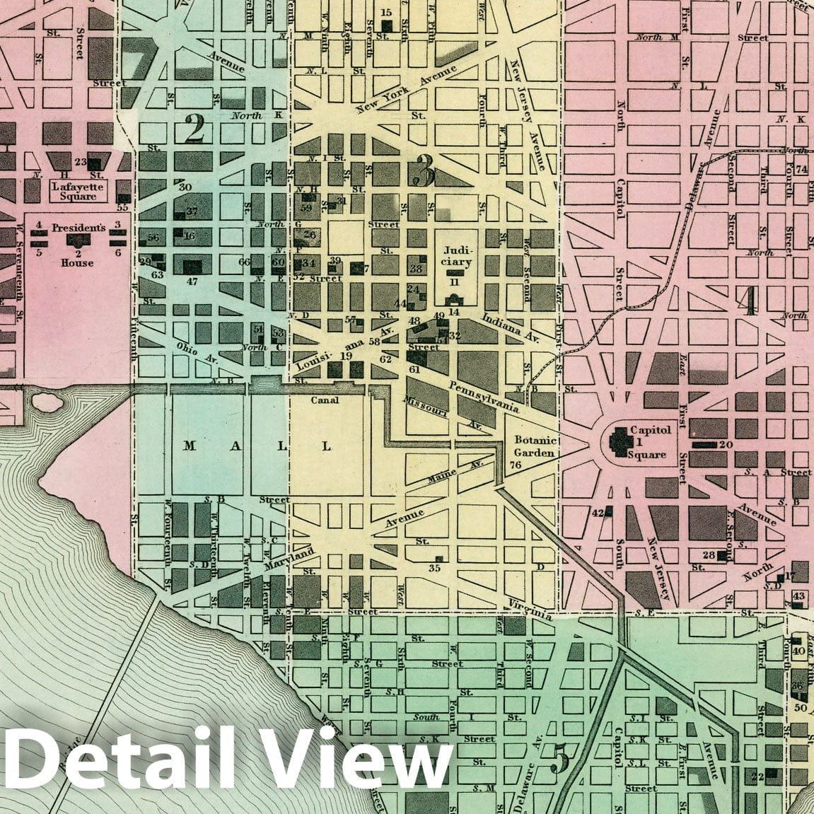 Washington, D.C. - Capitol, 1836 - Historical Map Print
