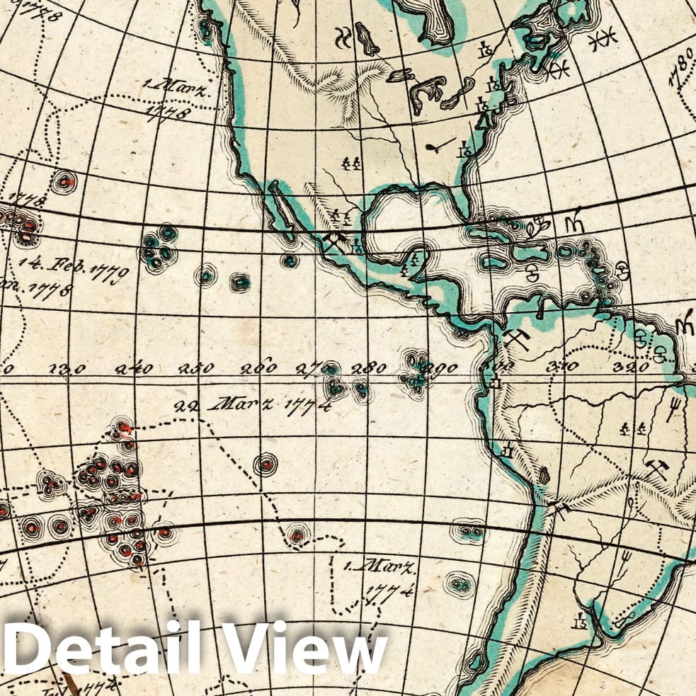 Western Hemisphere, 1799 - Gaspari School Atlas Map Print