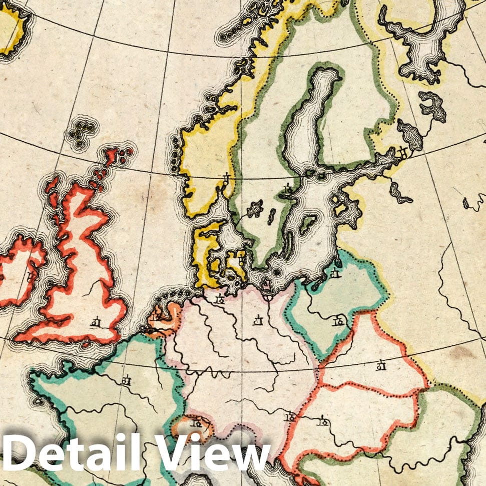 Europe, 1799 - Historical Topographic Map Print