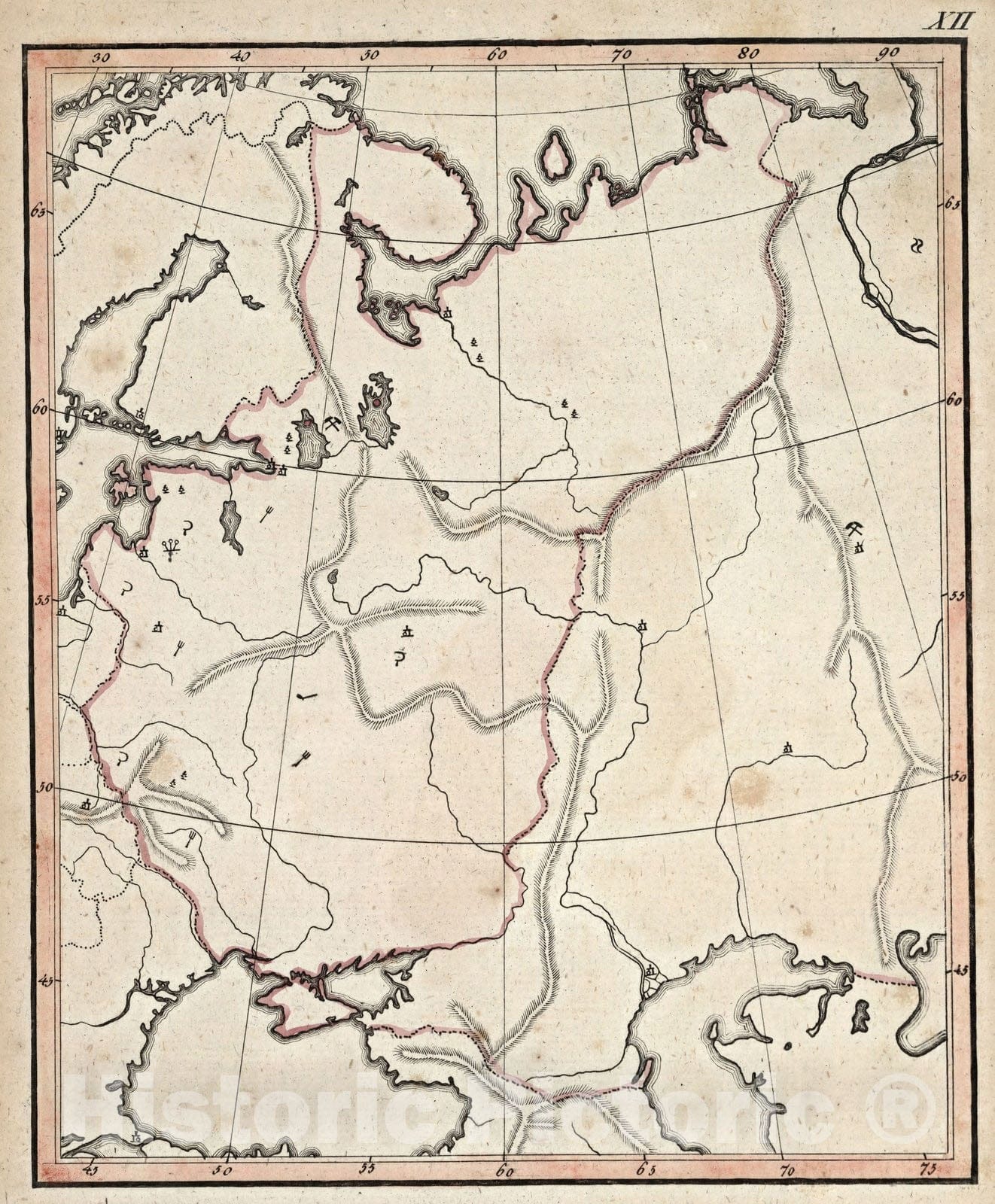 Historic Map : School Atlas Map, Russia. 1799 - Vintage Wall Art