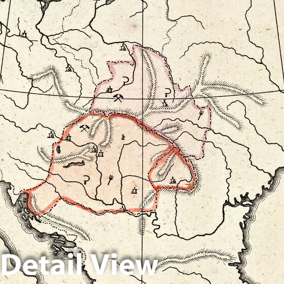 Croatia and Hungary, 1799 - Historical Topographic Map Print