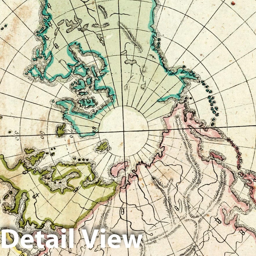 Northern Hemisphere, 1801 - Historical Topographic Map Print