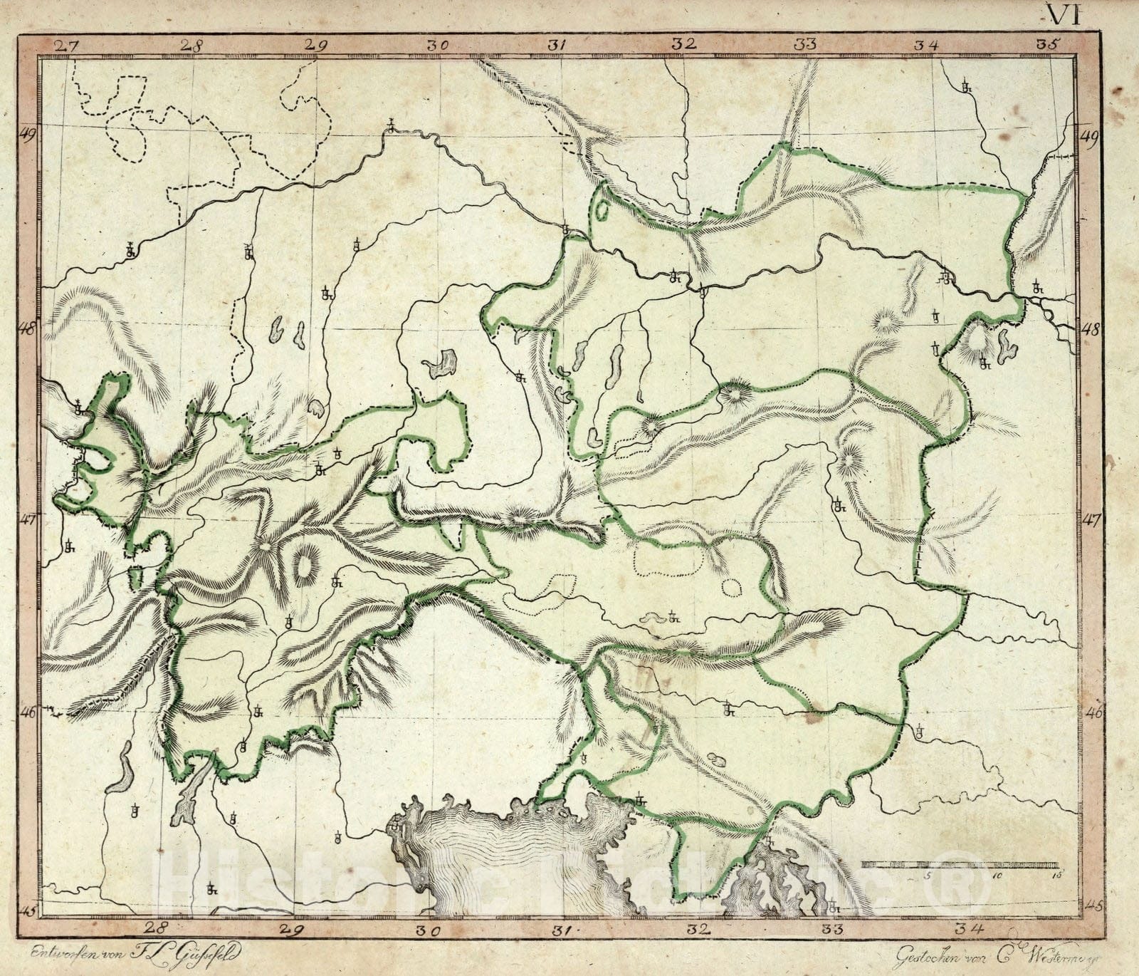 Historic Map : School Atlas Map, Austrian Empire. 1801 - Vintage Wall Art