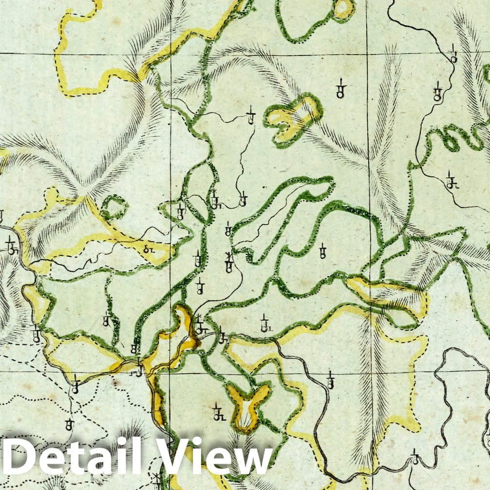 Upper Rhine District, Germany 1801 Historical Map Print