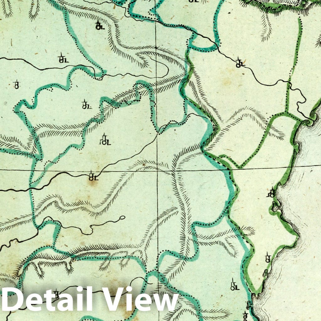 Spain and Portugal, 1801 - Historical Topographic Map Print