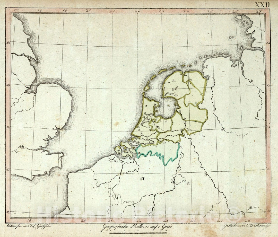 Historic Map : School Atlas Map, Netherlands. 1801 - Vintage Wall Art