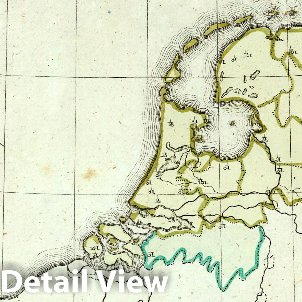 Netherlands and Belgium, 1801 - Historical Topographic Map Print