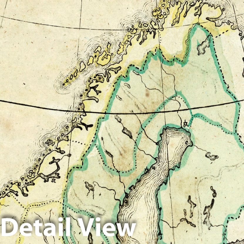 Norway and Sweden, 1801 - Historical Topographic Map Print