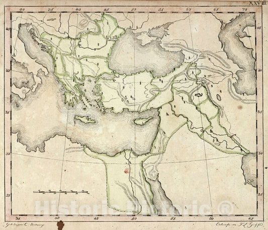 Historic Map : School Atlas Map, Turkey. 1801 - Vintage Wall Art