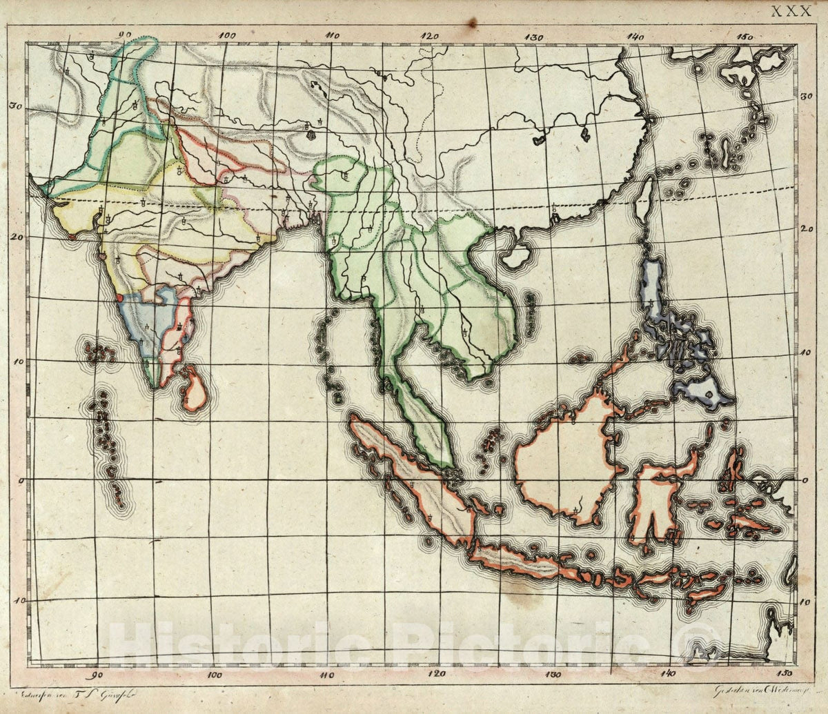 Historic Map : School Atlas Map, East Indies. 1801 - Vintage Wall Art