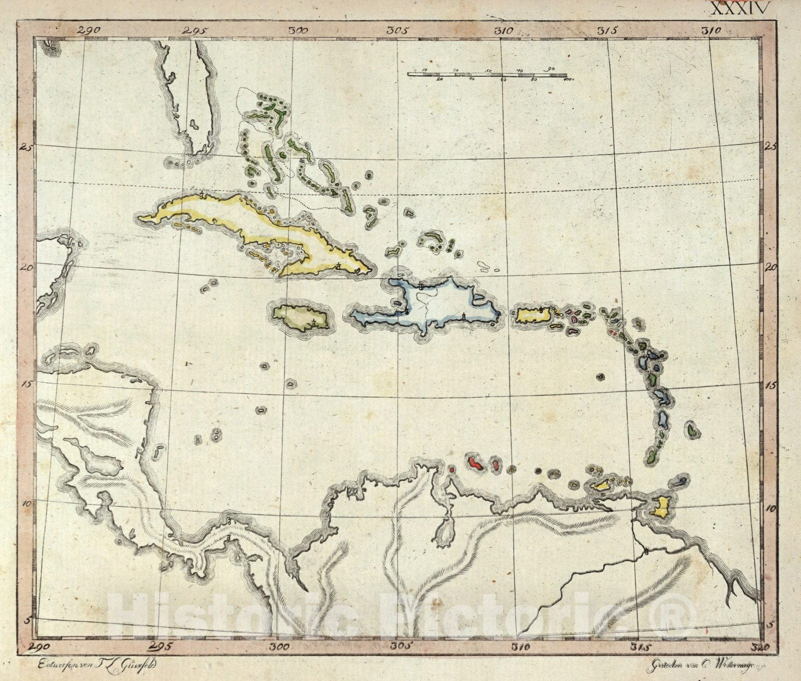 Historic Map : School Atlas Map, West Indies. 1801 - Vintage Wall Art