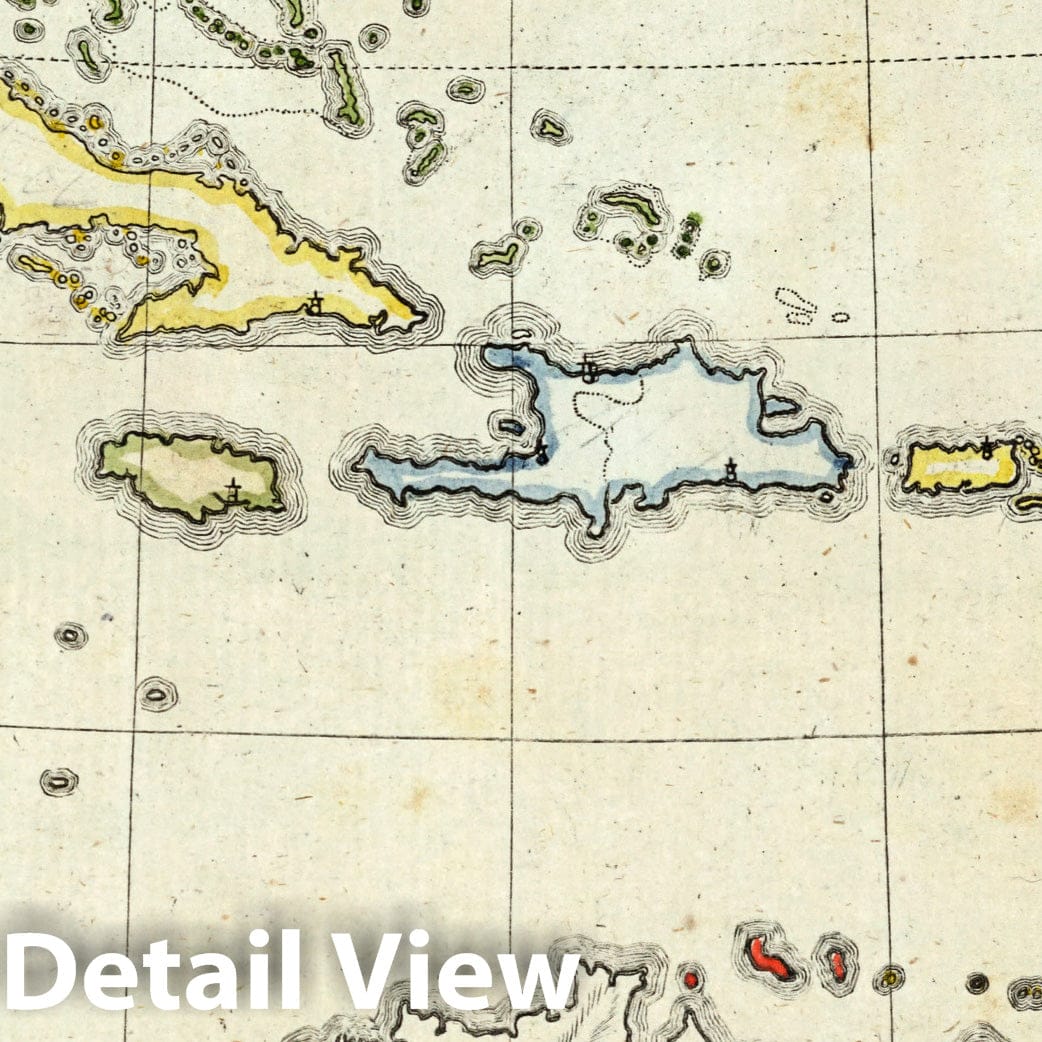 West Indies, 1801 - Historical Map Print from Gaspari School Atlas