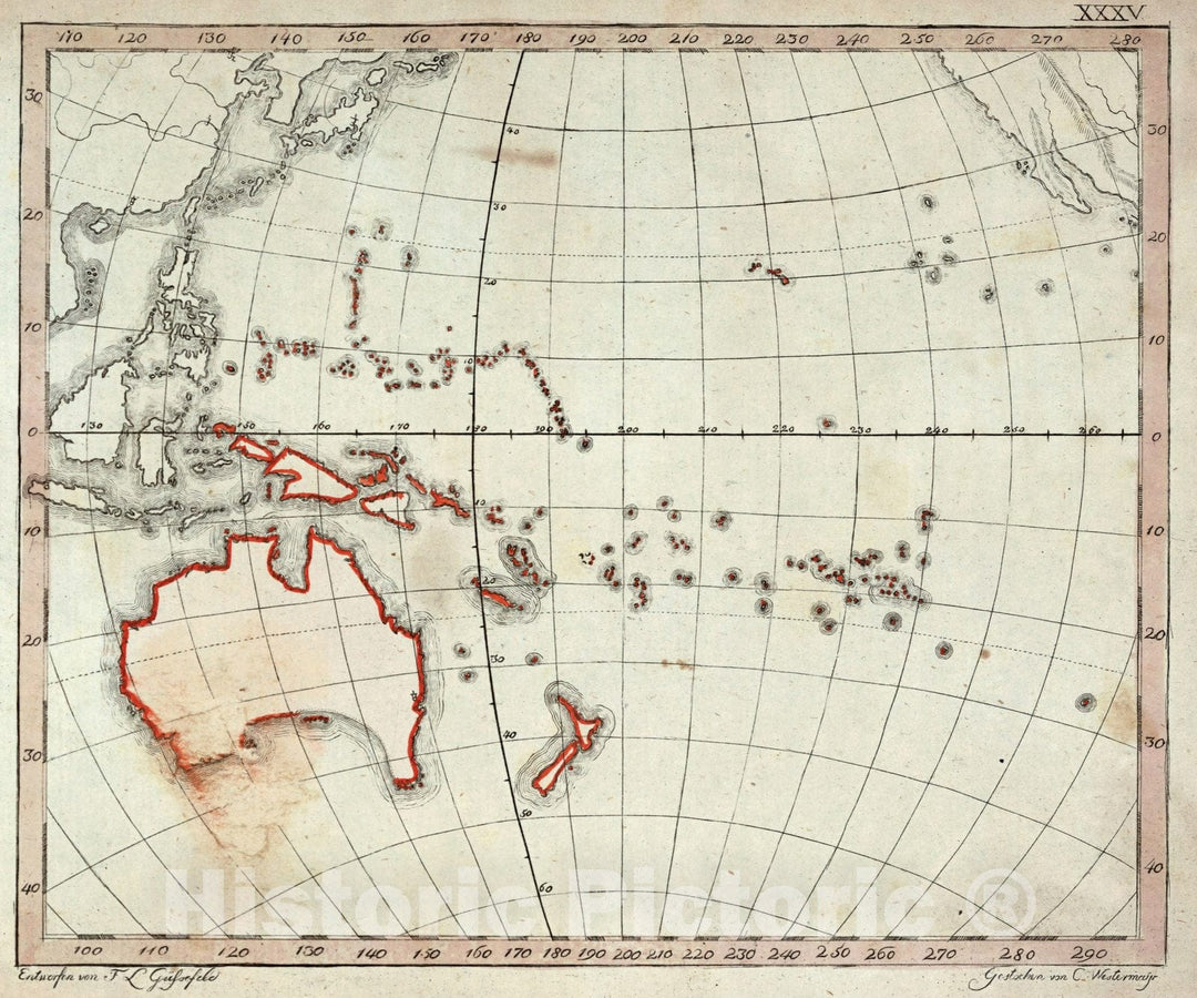 Historic Map : School Atlas Map, Australia. Pacific. 1801 - Vintage Wall Art