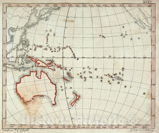 Historic Map : School Atlas Map, Australia. Pacific. 1801 - Vintage Wall Art