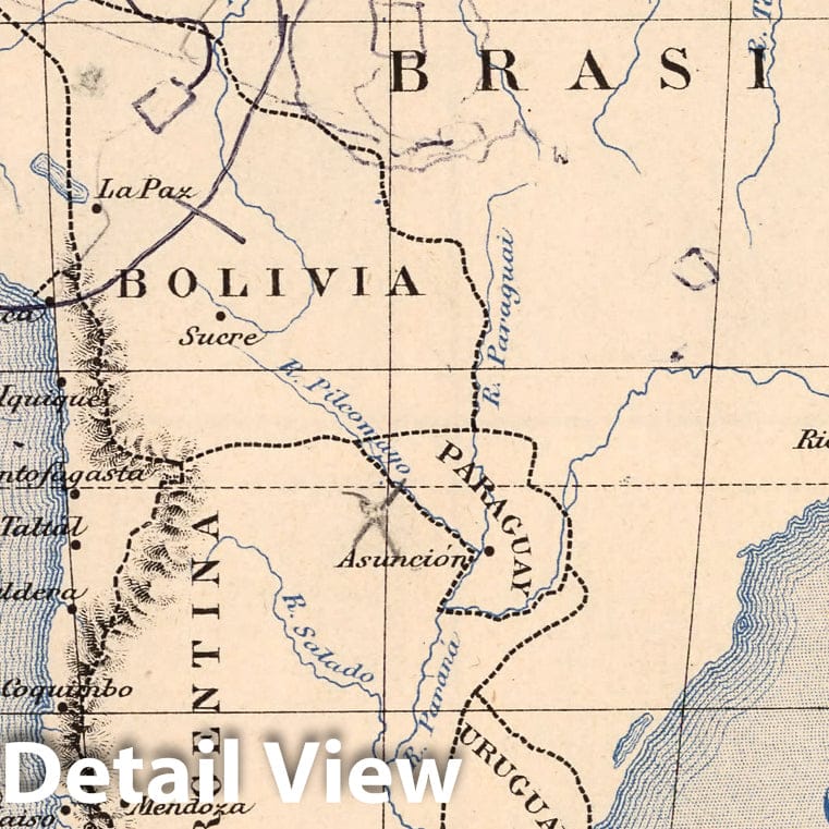 Chile, 1903 - Historical Map Print from Atlas de Chile
