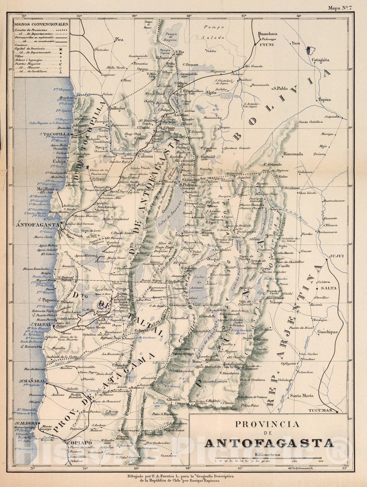 Antofagasta Province, 1903 - Historical Map Print