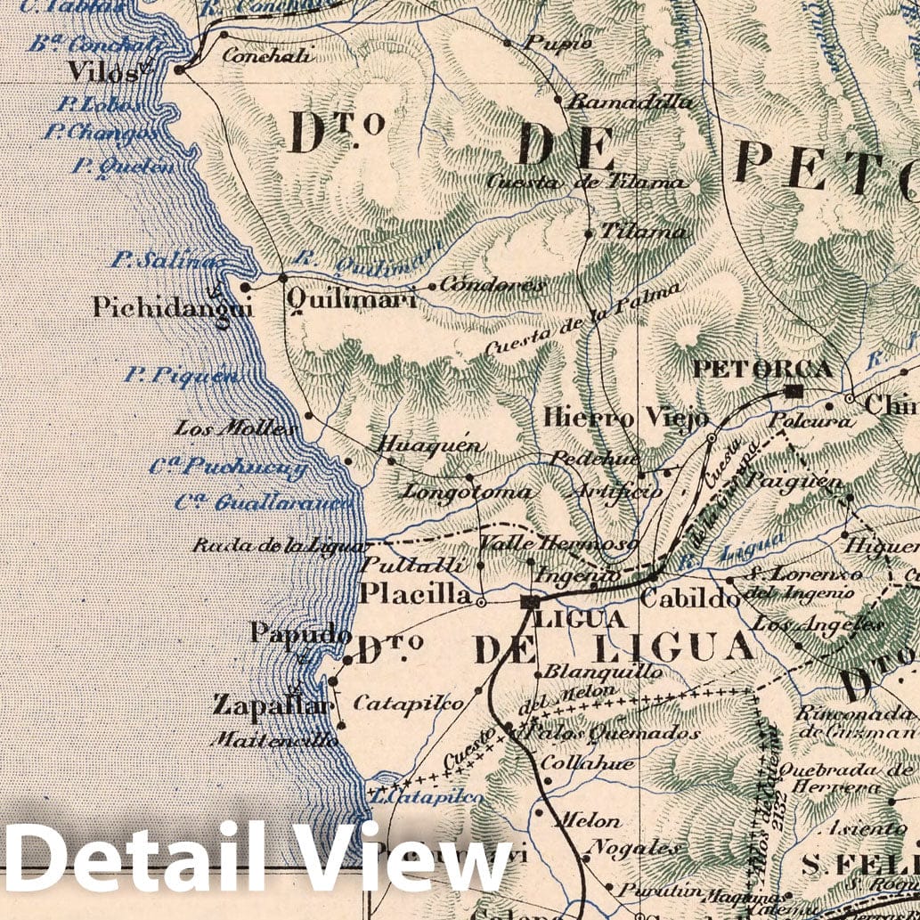 Aconcagua Province, Chile - 1903 Historical Atlas Map Print