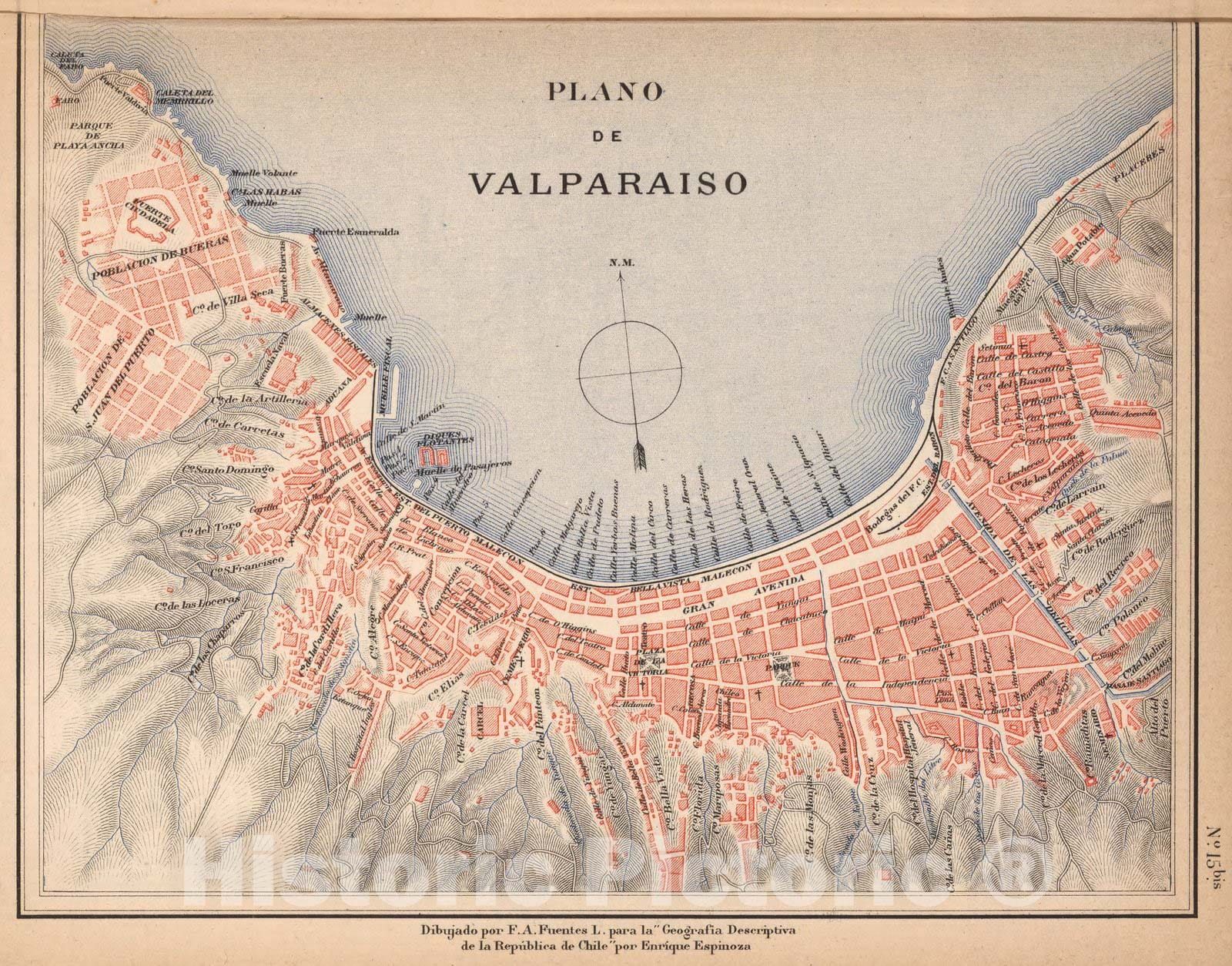 Valparaiso, 1903 - Historical Map Print from Atlas de Chile