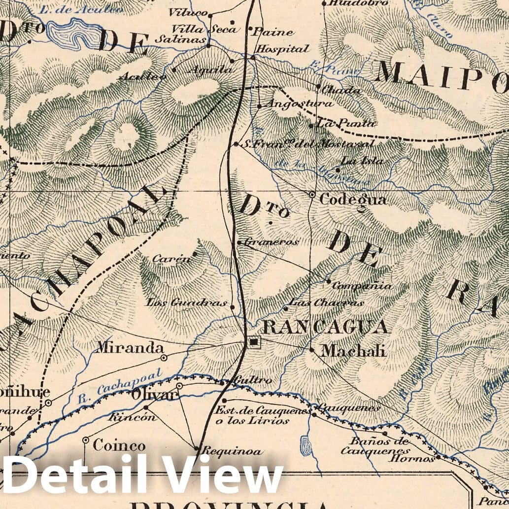 O'Higgins Province, Chile - Plate No. 18, 1903 Historical Map Print