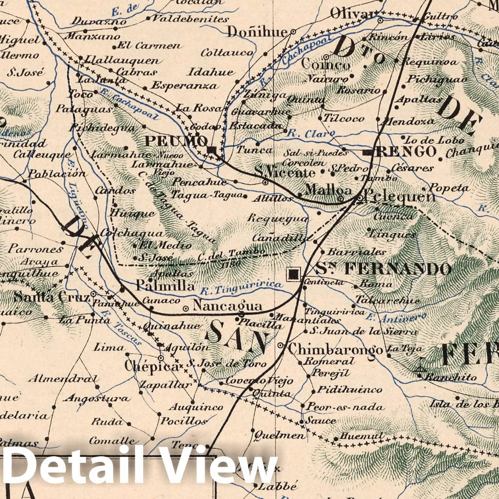 Colchagua Province, Chile 1903 Historical Map Print