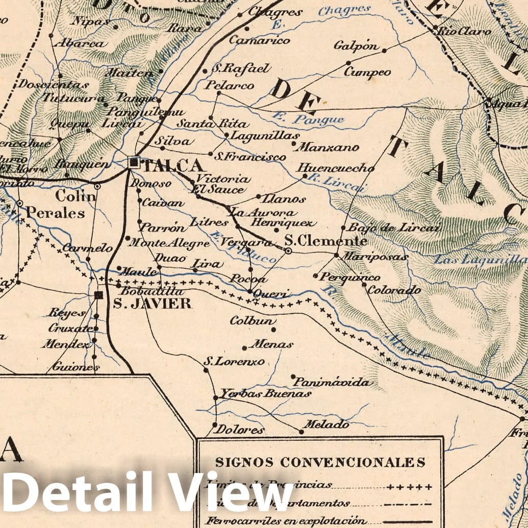 Talca Province, Chile 1903 Historical Map Print