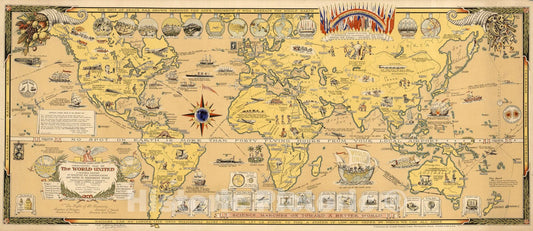 Historic Map : Mercator Map of the World United, 1945 - Vintage Wall Art