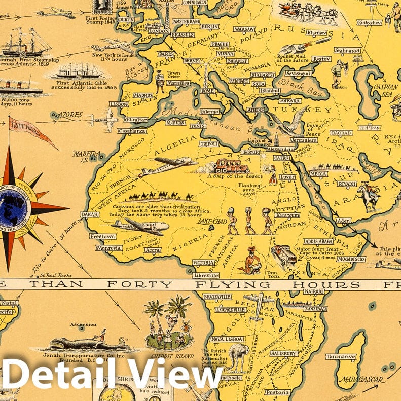 Historic Map : Mercator Map of the World United, 1945 - Vintage Wall Art