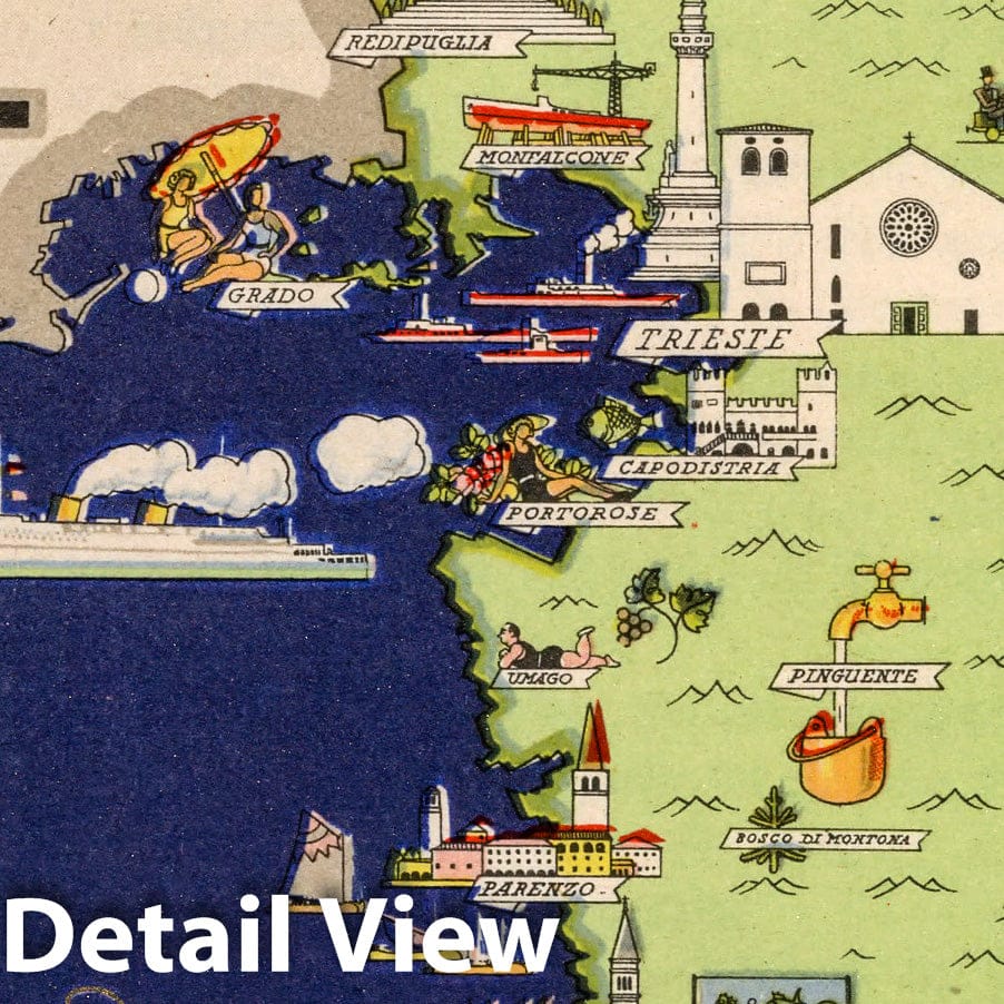 Venezia Giulia, Italy - Pictorial Map, 1938