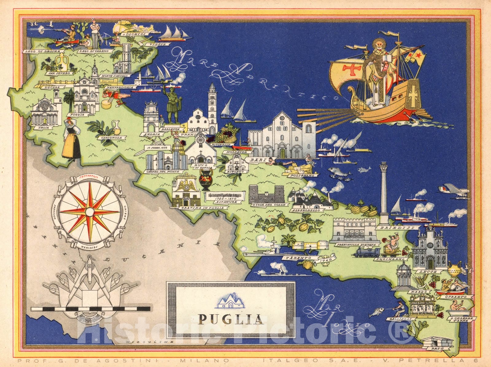 Historic Map : Italy, Guide Book, Campania. 1938 , Vintage Wall Art