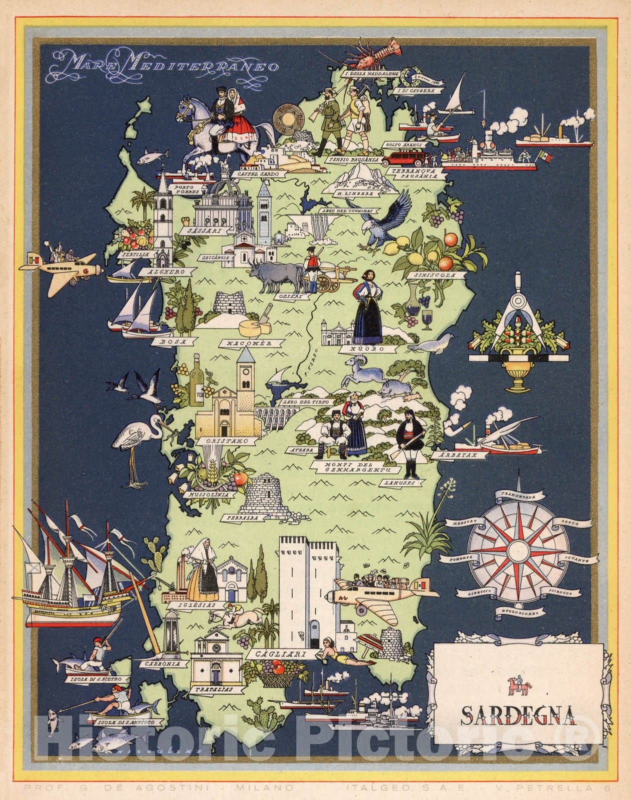 Historic Map - Guide Book, Sardegna. 1938 - Vintage Wall Art