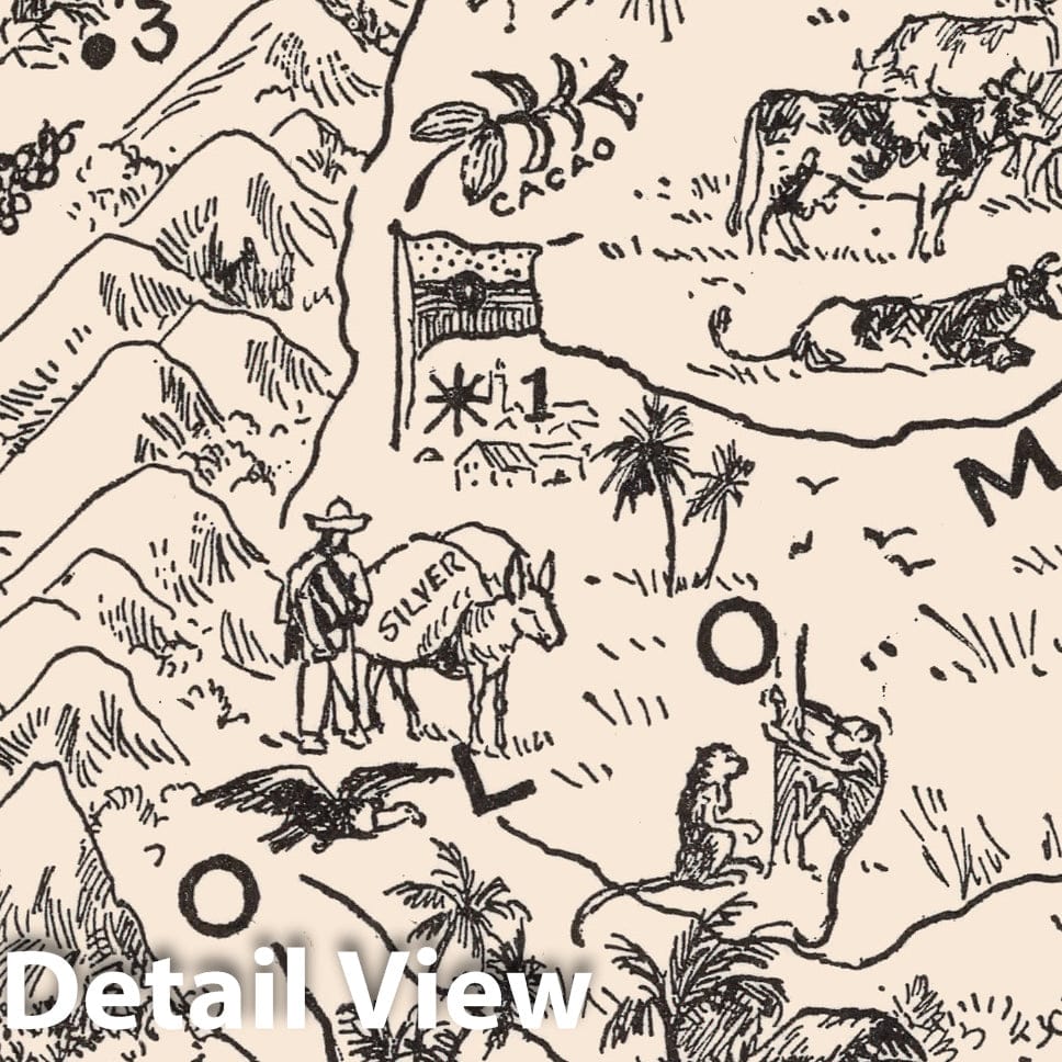 Colombia and Ecuador - Pictorial Map, 1941 - Historical Map Print