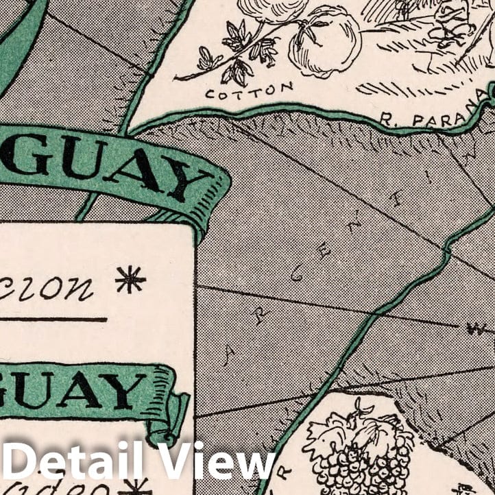 Paraguay and Uruguay - Pictorial Map, 1941