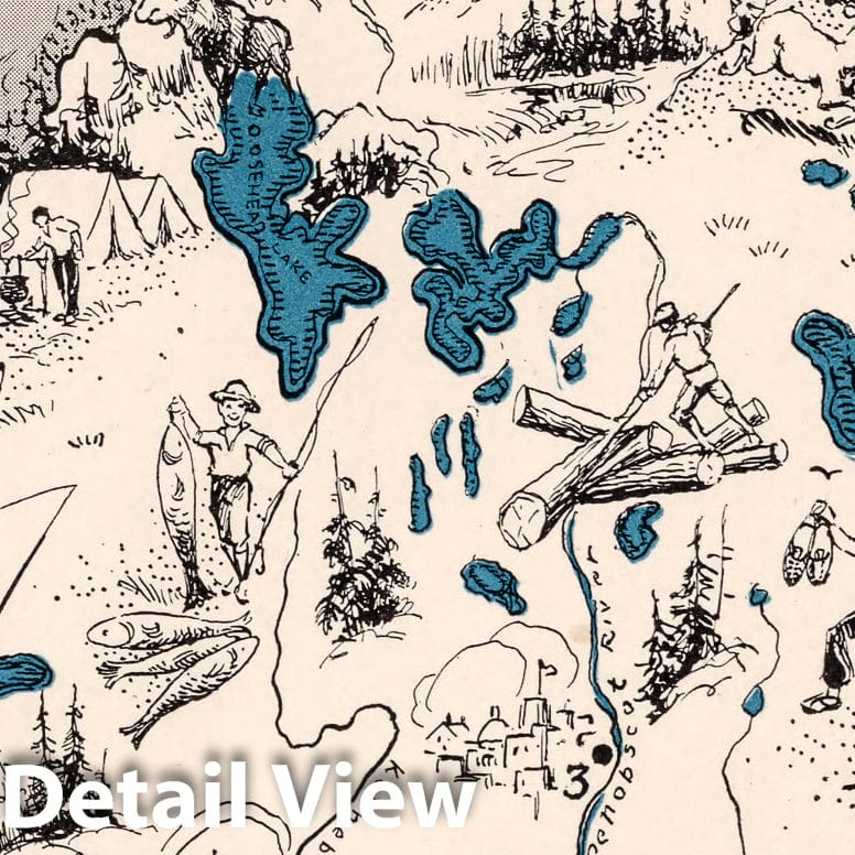 Maine - Pictorial Map, 1931 - Historical Map Print
