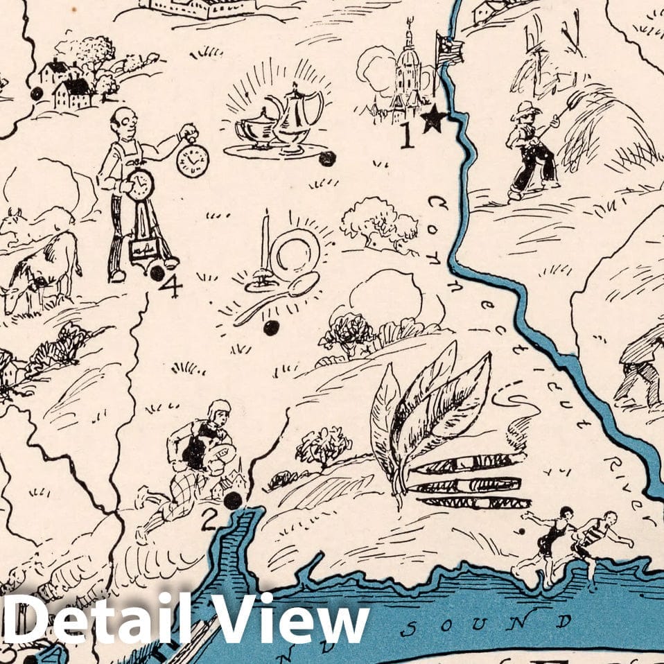 Connecticut - Pictorial Map, 1931 - Historical Map Print