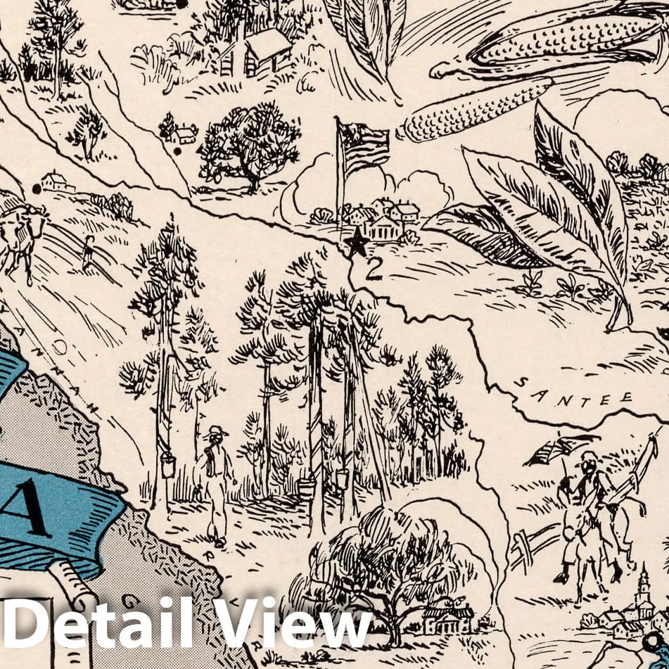 South Carolina - Pictorial Map, 1931 - Historical Map Reproduction
