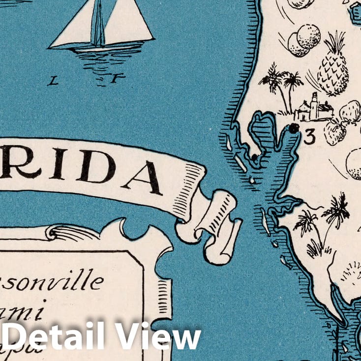 Historic Map : School Atlas Map, Florida. 1931 - Vintage Wall Art