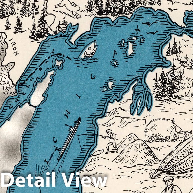 Michigan - Pictorial Map, 1931 - Historical Map Print