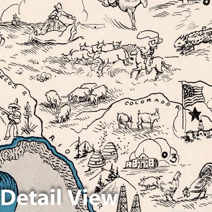 Texas - Pictorial Map, 1931 - Historical Map Reproduction